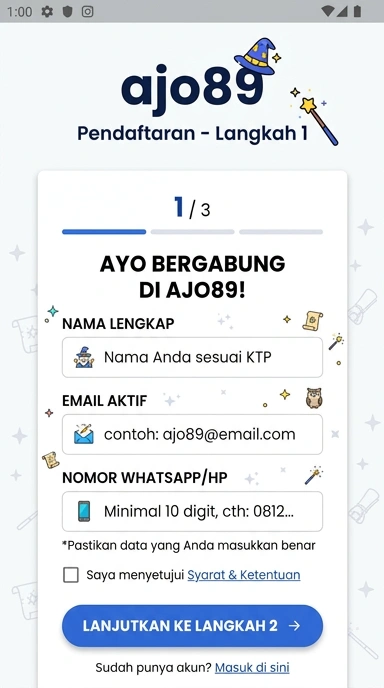 Cara Mudah Registrasi Akun ajo89 untuk Pengguna Android