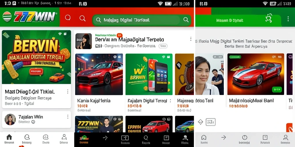Antarmuka utama aplikasi 777WIN menampilkan berita dengan rapi dan menarik.