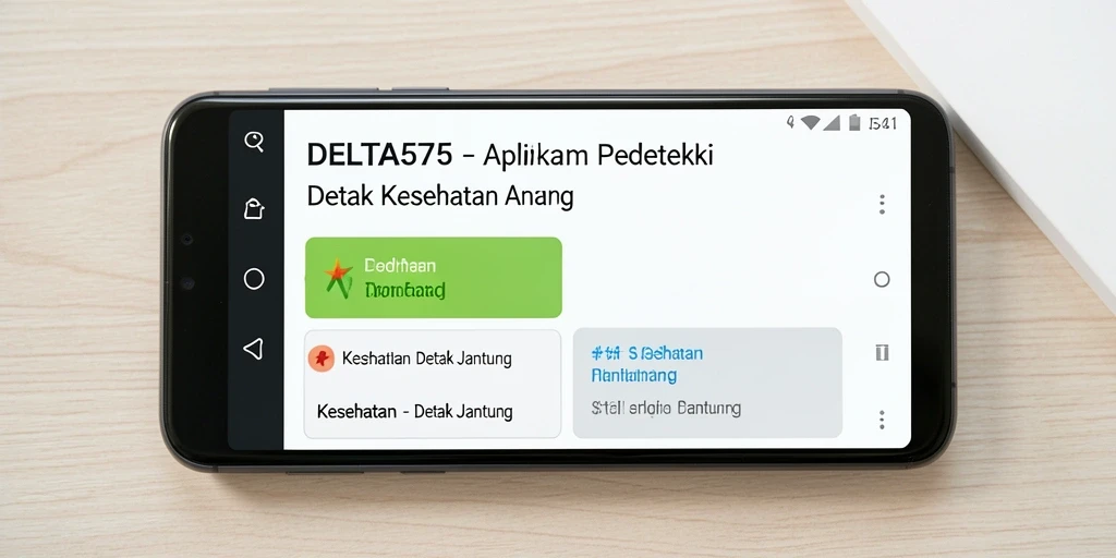 Tampilan antarmuka DELTA575 dengan fitur Detak Jantung yang informatif.