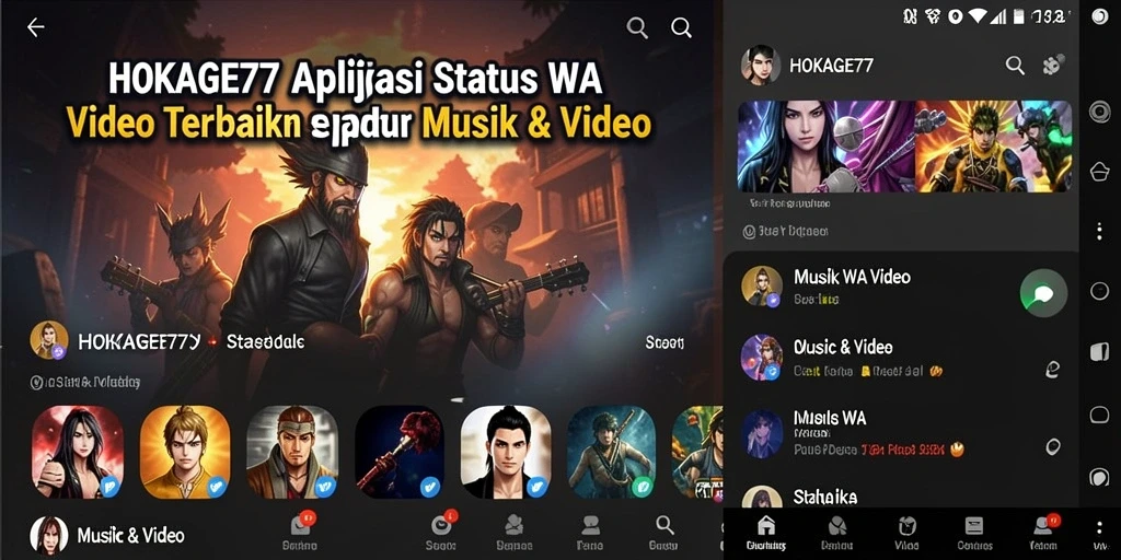 Tampilan antarmuka HOKAGE77 untuk status WA Video.