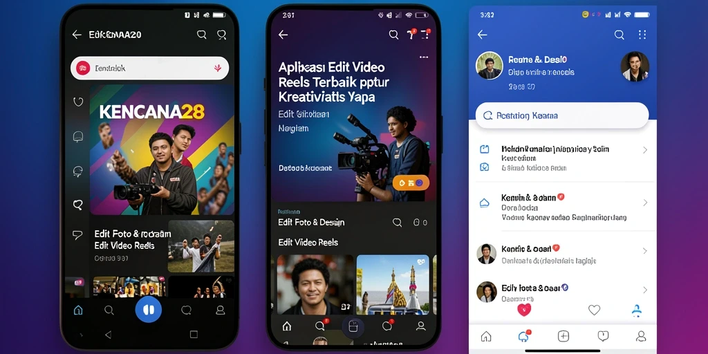 Tampilan antarmuka KENCANA28 yang sederhana dan fungsional untuk Edit Video Reels.
