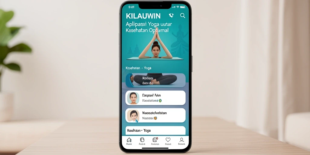 Antarmuka KILAUWIN menampilkan berbagai fitur yoga dengan jelas dan mudah diakses.