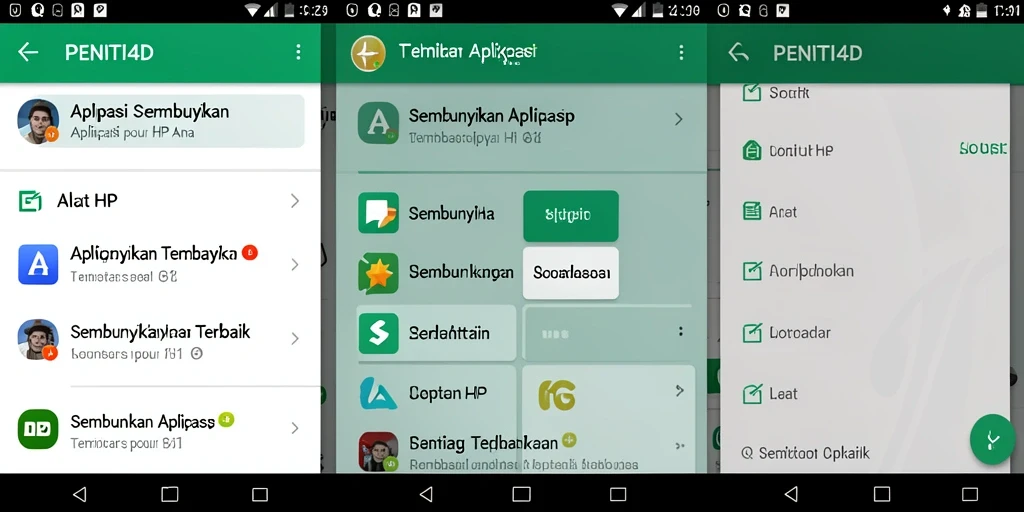 Antarmuka utama PENITI4D dengan fitur Sembunyikan Aplikasi yang intuitif.